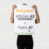 150 Affiches A3 (300g) FSC® + Perforation + 2500 flyers A7, impressio