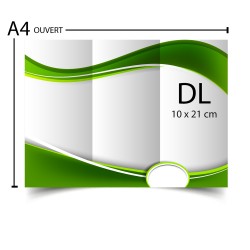 2500 dépliants DL - 10 x 21 cm fermé, A4 Ouvert