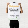 500 affiches A2 cartonnées FSC® + 10 000 flyers A6