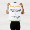 150 affiches A2 cartonnées FSC® + 2 000 flyers A7