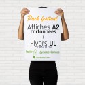 150 affiches A2 cartonnées FSC®+ 5 000 flyers DL